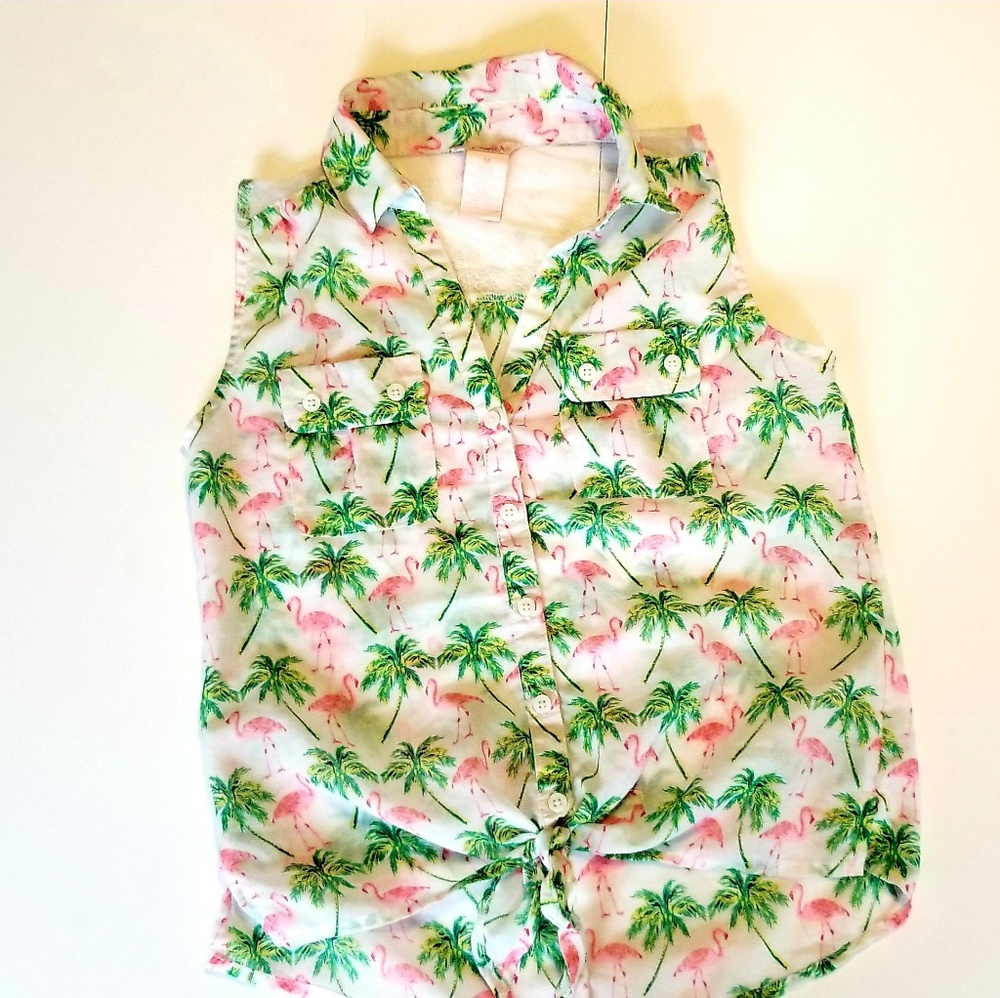 Girls flamingo tank top blouse